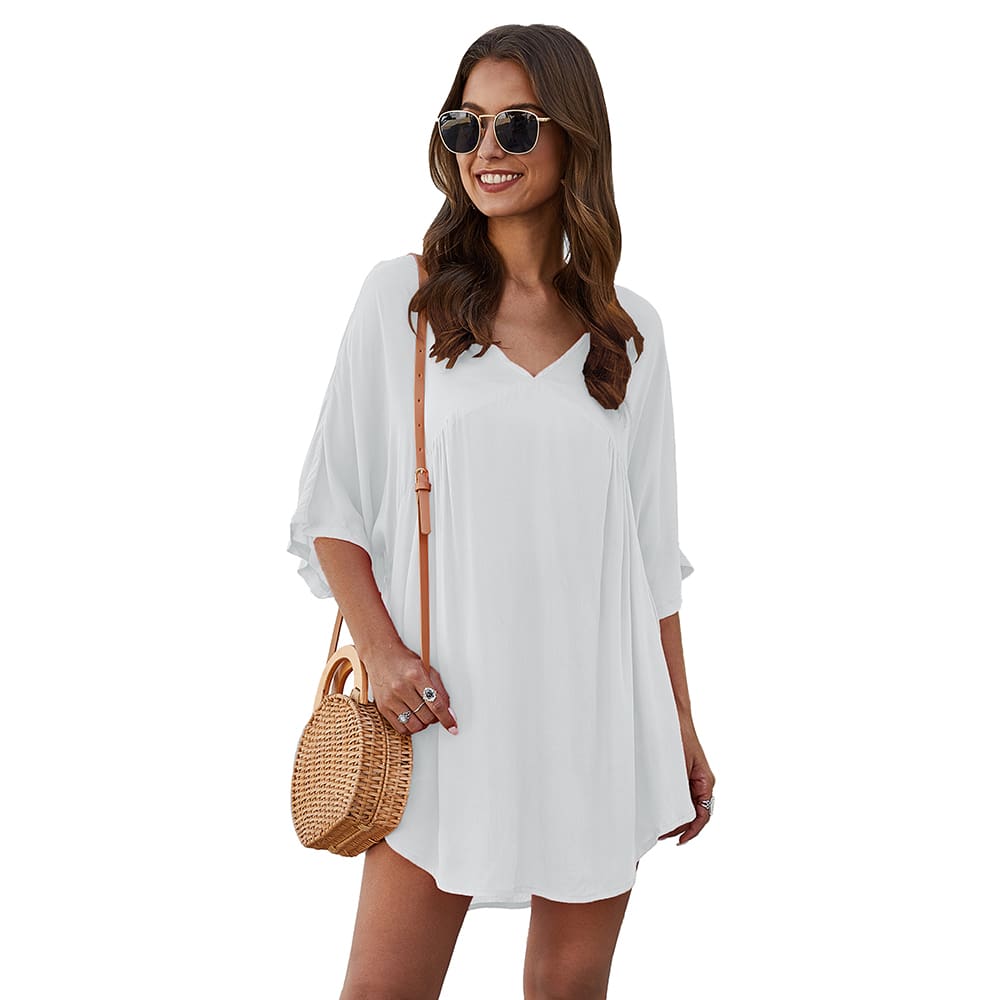 Short Sleeve Tunic Top Pullover Ladies Casual Solid Loose Jumper Blouse Tee Shirt