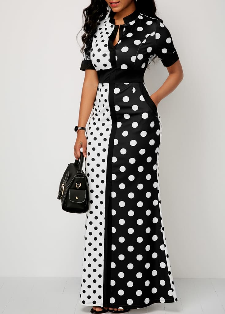 2019 Fashion Elegant Women Polka Dot Party Evening Summer Beach Dress Sundress Long Maxi Casual Slim Vintage Dress