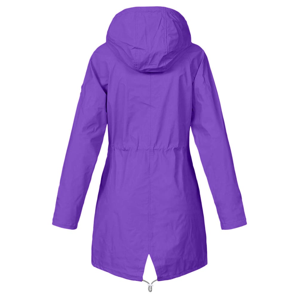 Women Hooded Coat Windproof Rain Coat Parka Zip Jacket