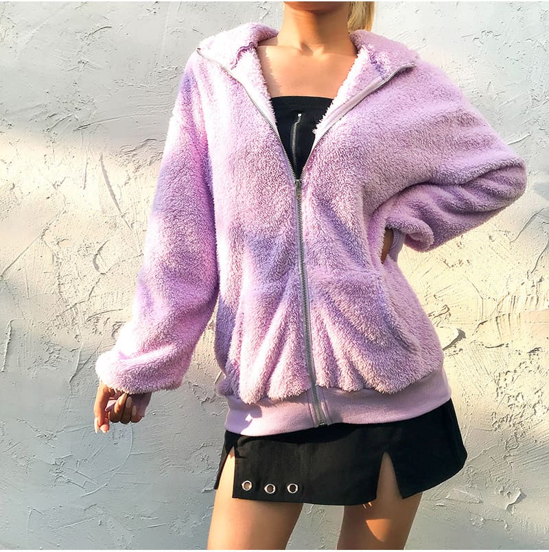 Women Casual Plain Fleece Coats Jacket Fashion Long Sleeve Hooded Autumn Winter Top Outwear Loose dames kleding Streetwear