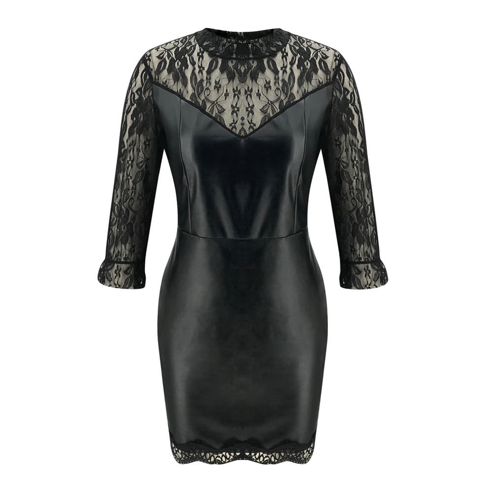 Lace Long Sleeve Bodycon Mini Dress OL Ladies Casual Office Workout Dresses