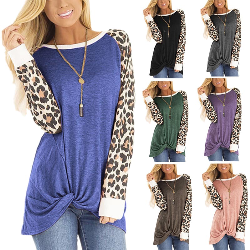 New Women Leopard Printed Long Sleeve Tops Ladies Casual Sweater Loose Baggy Jumper Pullover Shirt Top Sweatshirt