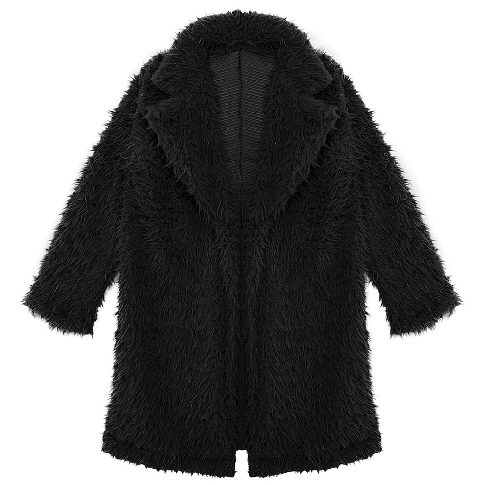 Women Ladies Teddy Bear Lapel Coat Jacket Winter Warm Fur Lapel Thick Long Cardigan Casual Outwear Jacket Tops Streetwear