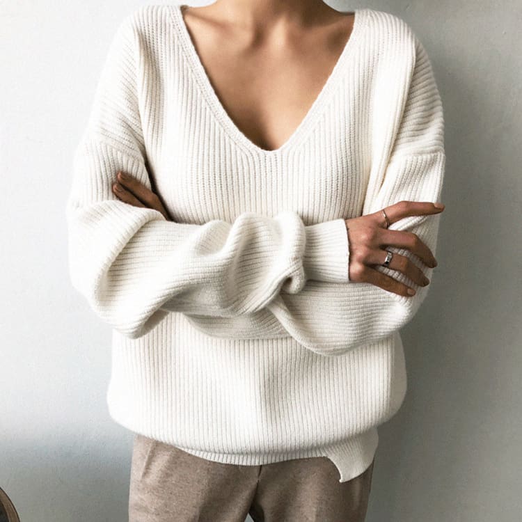 Fashion Women Long Sleeve Knitted Sweater Knitwear Jumper Outwear Autumn Winter Casual Tops Pullover V neck Sweaters One Size