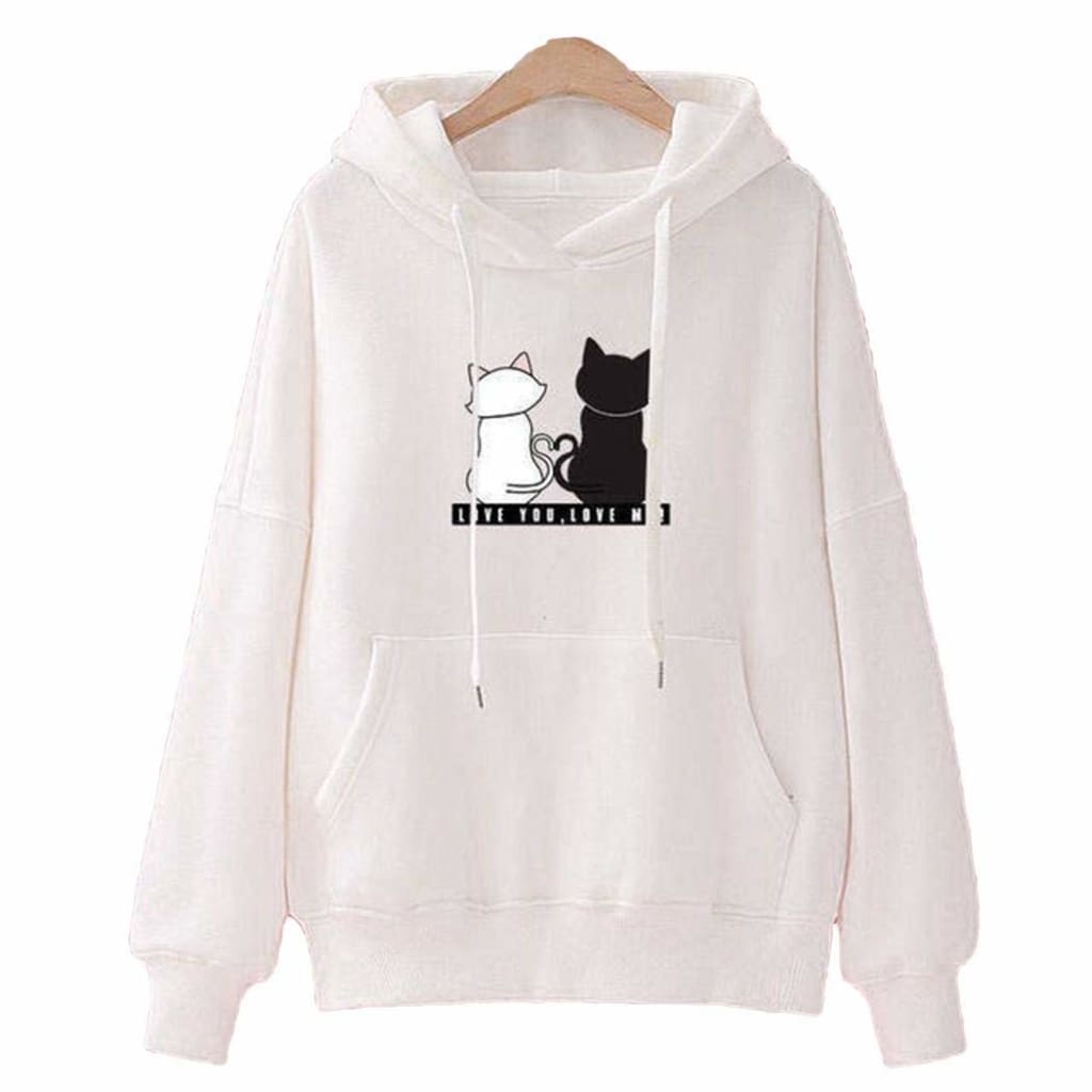 Womens Hooded Tops Fashion Long Sleeves Pocket Pullover Hoodies Solid Color Heart-Shaped Print Women Clothes