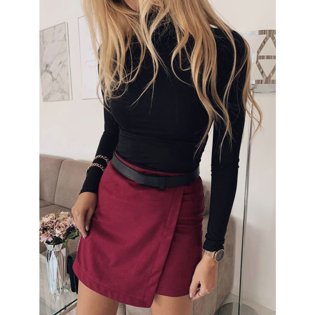 Irregular Lady Skirt Female Summer Solid High Waist A-line Mini Skirt