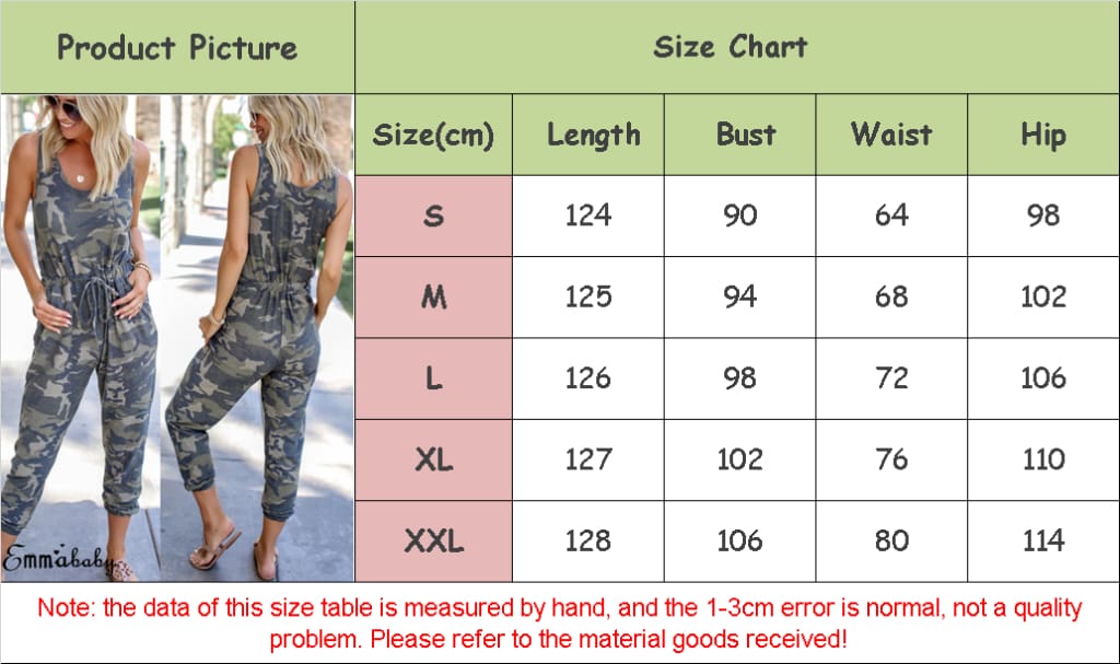 Summer Camouflage Womens Long Pant Playsuits Ladies Sleeveless Casual Romper Jumpsuit Trousers Plus Size