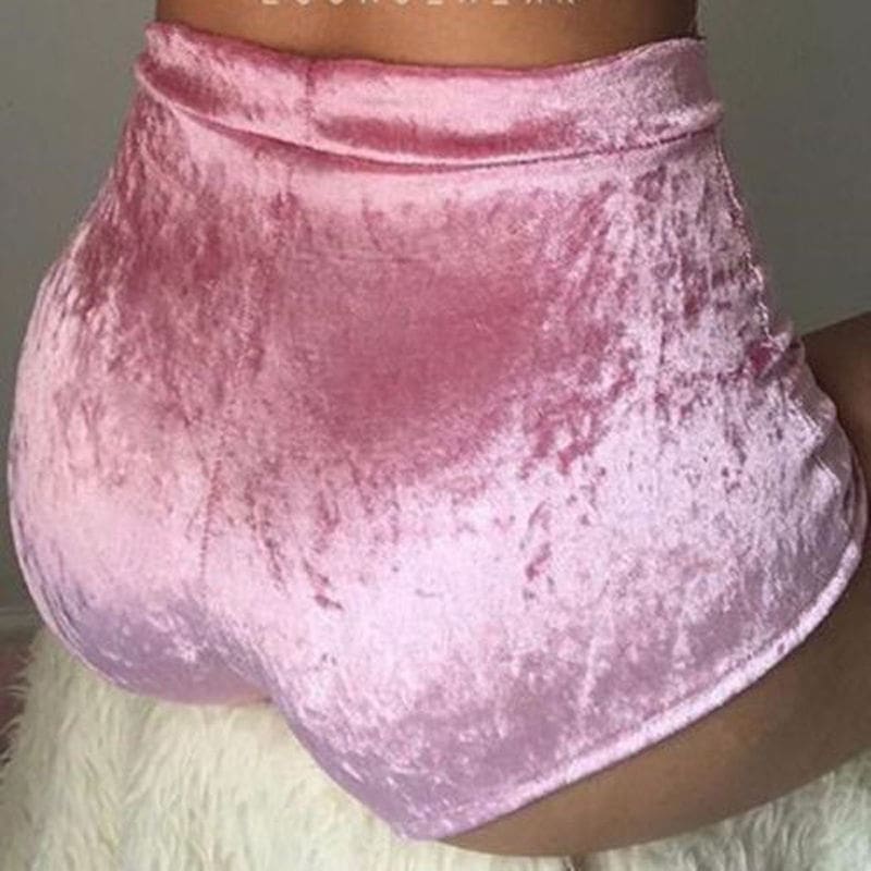 New arrival Pretty Little Thing Womens Ladies Pink Crushed Velvet Runner arrival Short Hot Casual Women Skinny Drawstring Shorts