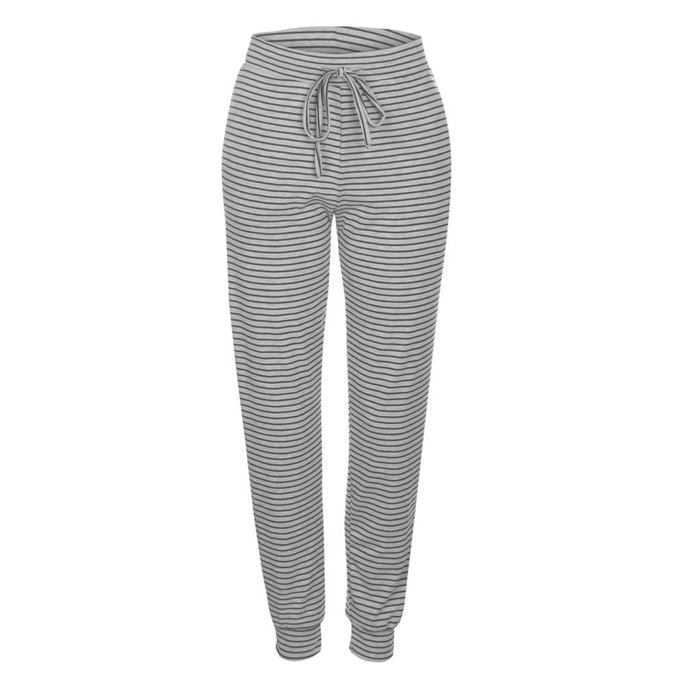 Fashion Women Casual Sweatpants Stripes Drawstring Loose Jogger Dance Harem Pants Sports Baggy Slacks Trousers