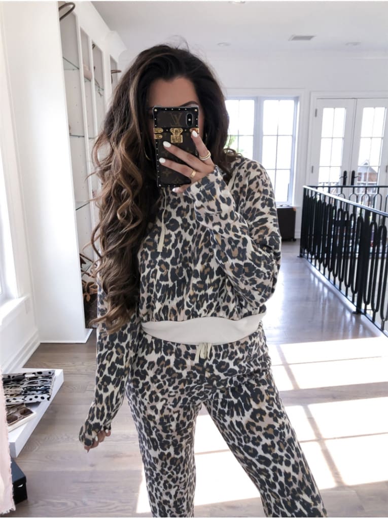 Fashion Leopard Print Two Piece Set Women Autumn Long Sleeve Top and Pants Suit 2 Piece Set