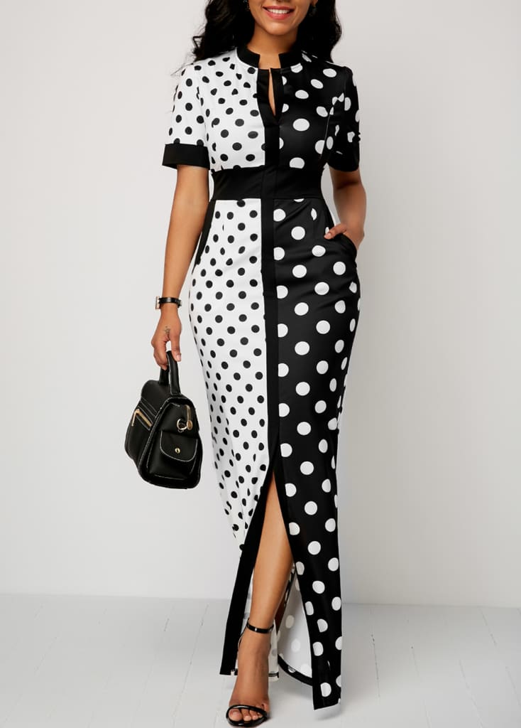 2019 Fashion Elegant Women Polka Dot Party Evening Summer Beach Dress Sundress Long Maxi Casual Slim Vintage Dress