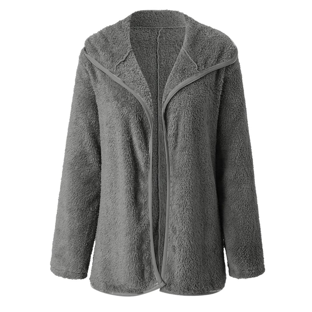 Women Lapel Loose Solid Color Jackets Ladies Casual Warm Cashmere Wool Coat Fluffy Woolen Teddy Bear Cardigan Tops