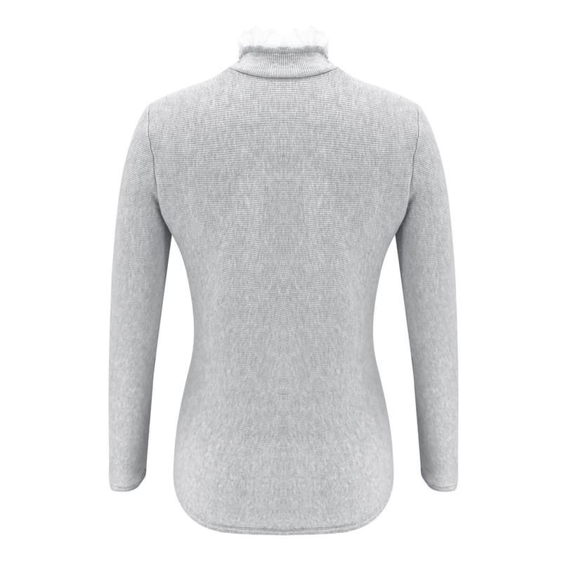 Fashion Women Ladies Long Sleeve Lace Hollow T-shirt Turtleneck Pearl Top Autumn Winter Warm Casual Tee T-shirts