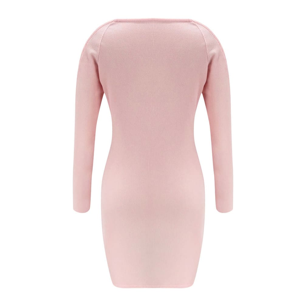 Womens Bodycon Dress Ladies Autumn Casual Long Sleeve Cold-Shoulder Party Cocktail Sexy Bandage Slim Dress