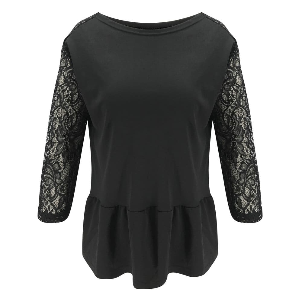 Black lace Blouse Women Elegant Long Sleeve Sexy V Neck Shirts Tops