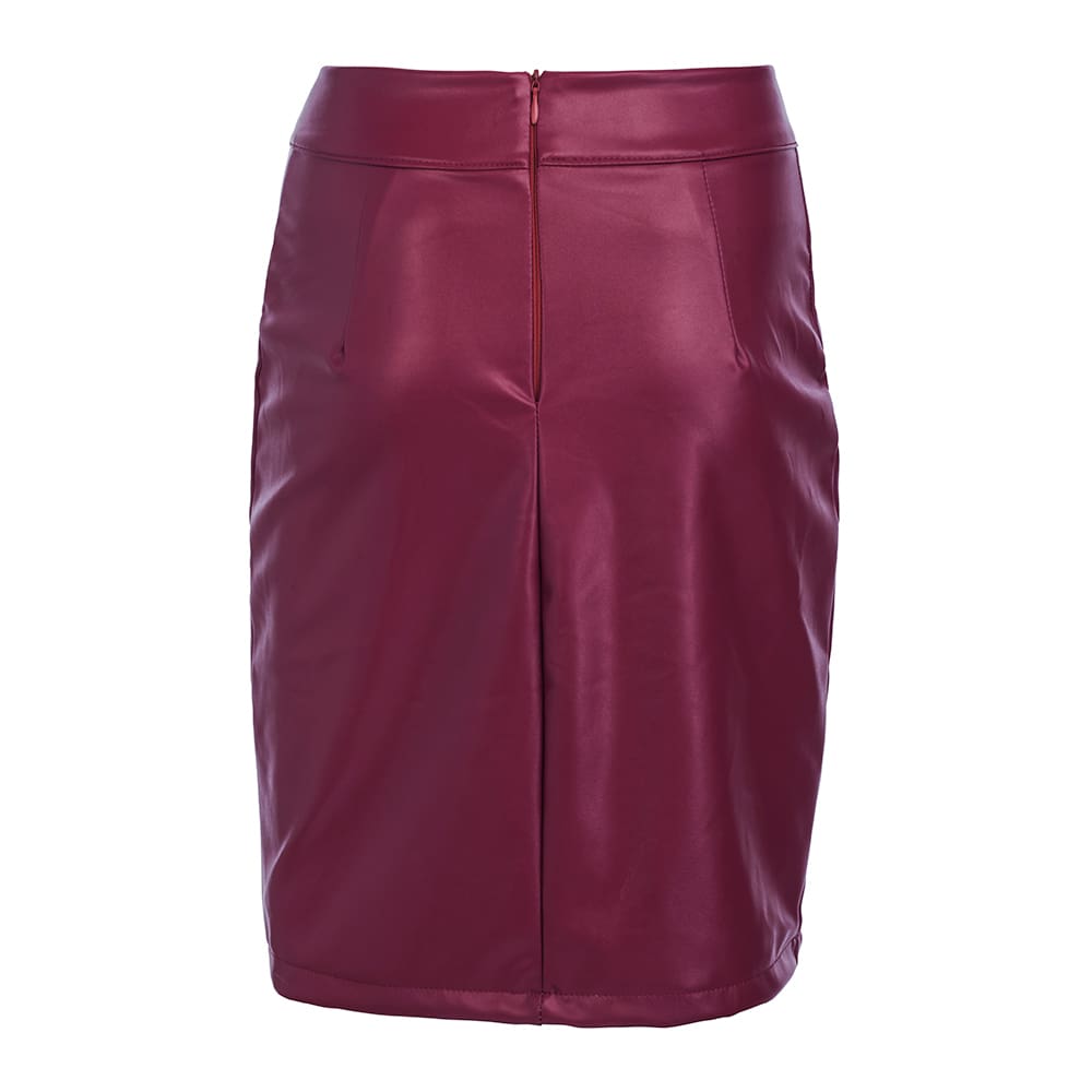 New Fashion Skirt Women High Waist Zipper Up PU Leather Business OL Ladies Preppy Short Mini Pebcil Skirt