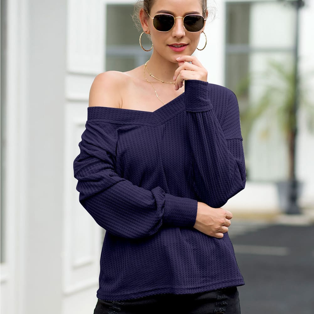 New Women Long Sleeve Loose T Shirts Fashion Ladies One Shoulder Summer Casual Pullover Tops Shirt Sweatshirt