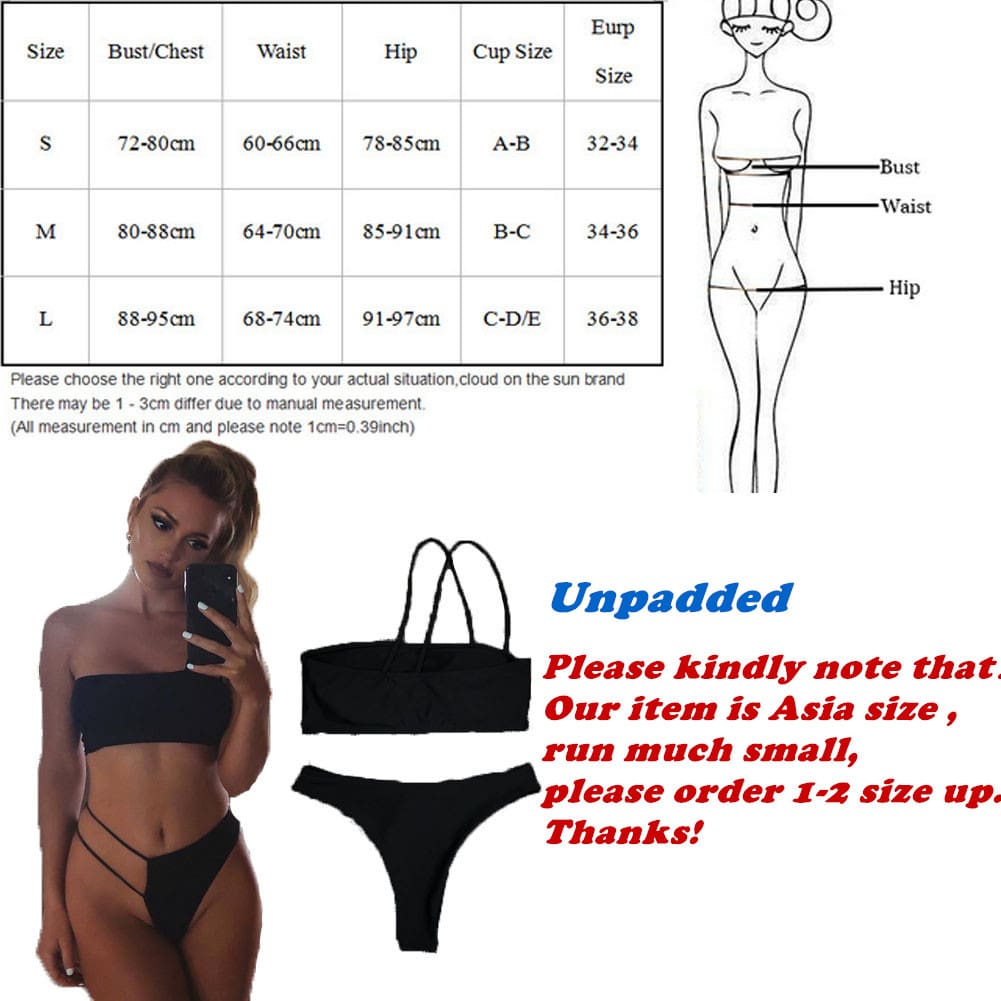 Summer Women Bandage One Shoulder Bra Thongs Bikini Push-up Bra Swimsuit Bathing 2pcs Set Swimwear Beachwear