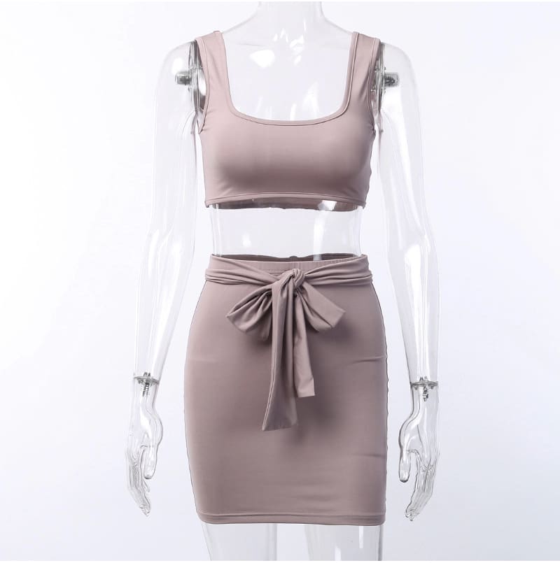 Women Bandage Bodycon Crop Top and Skirt Suit Sexy Ladies Evening Party Club Streetwear 2 Piece Set