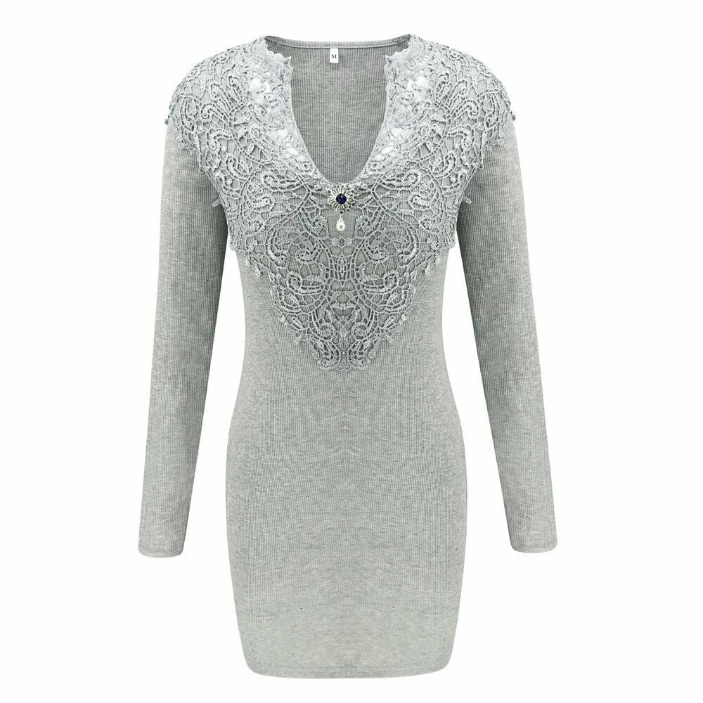 Fashion Women Knitted Bodycon Jumper Dress Ladies Autumn Winter Long Sleeve Casual Slim Fit Sweater Tops Dress