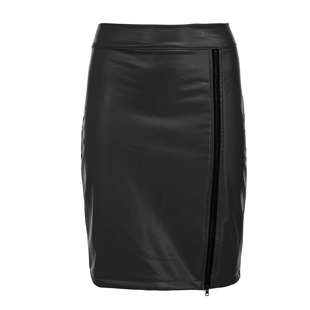 New Fashion Skirt Women High Waist Zipper Up PU Leather Business OL Ladies Preppy Short Mini Pebcil Skirt