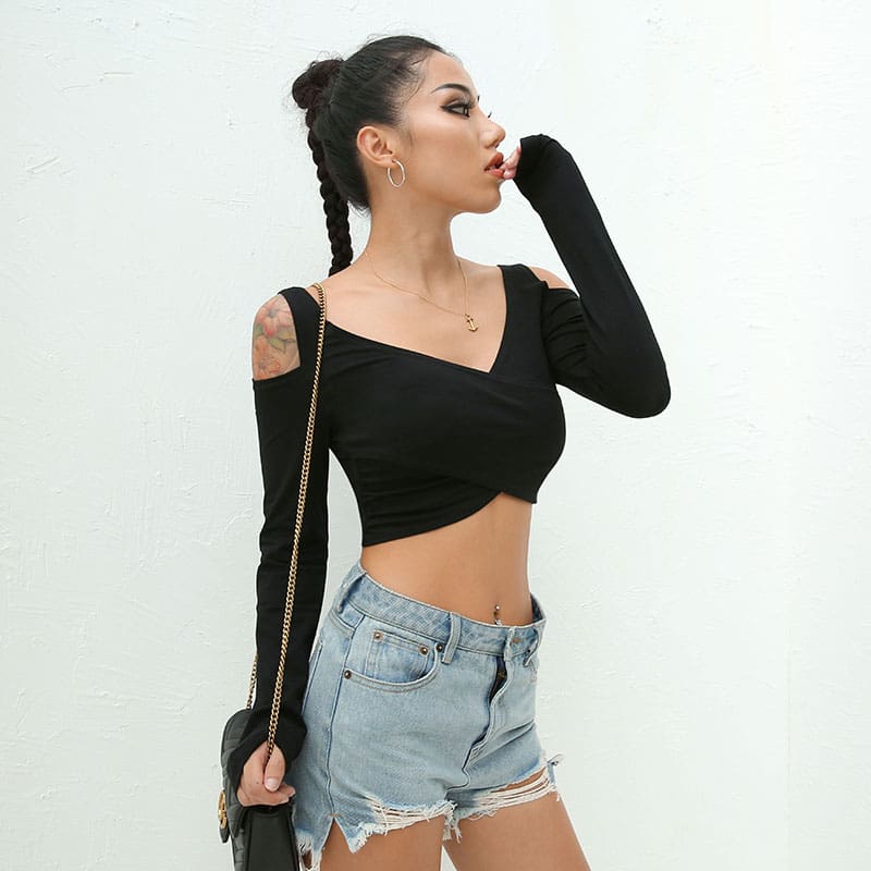 Women Summer Tank Top Vest Ladies Casual Long Sleeve Crop Top Shirt