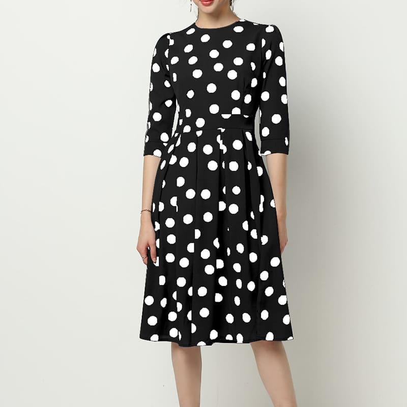 Vintage Women Polka Point Slim Dress Elegant Half Sleeve A-line Dress For OL Casual Women Spring Summer Holiday Party vestidos