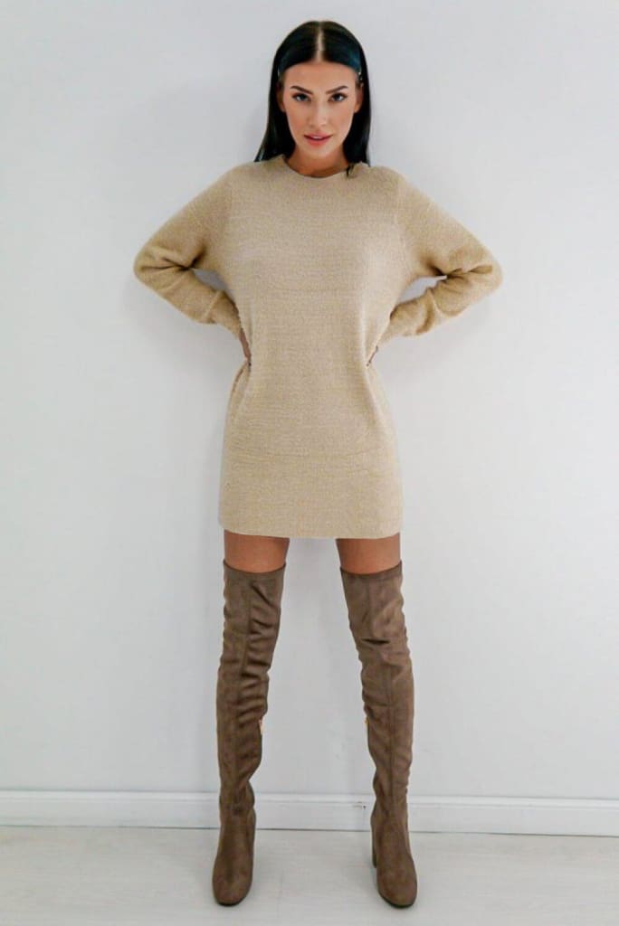 Women Long Sleeve Knitted Sweater Mini Dress Fashion Autumn Winter Lady Backless Party Club Casual Jumper Dress