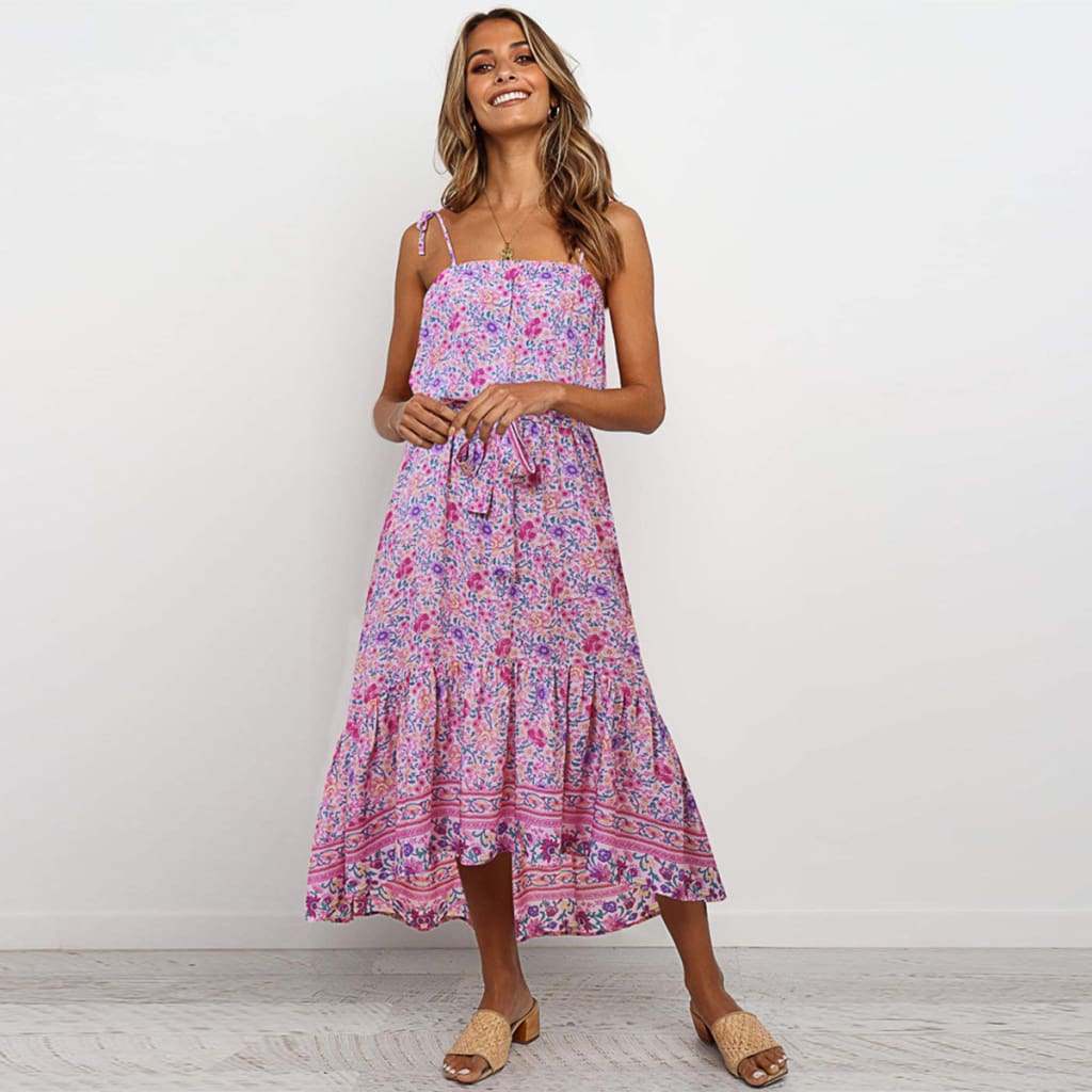 Boho Floral Casual Long Maxi Dress Evening Party Cocktail Beach Holiday Sundress