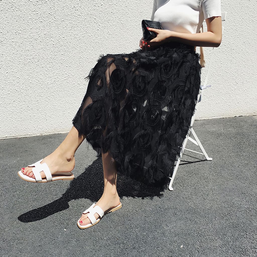 New Fashion New Women Ladies Elastic High Waist Mesh Tulle Tutu Skirt Feather Princess Party Bouffant Skirts