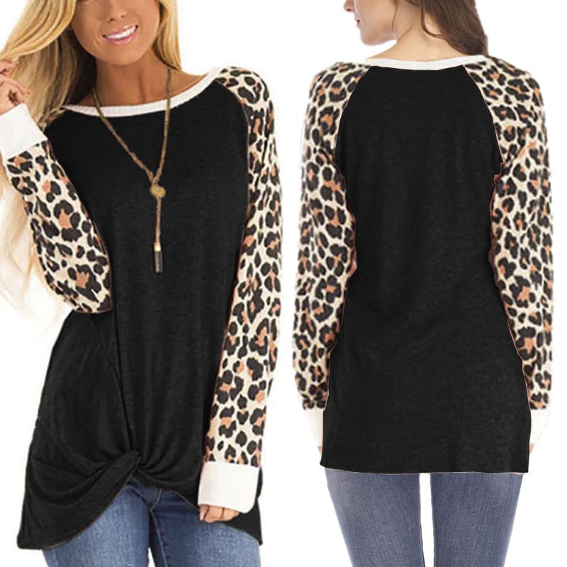 New Women Leopard Printed Long Sleeve Tops Ladies Casual Sweater Loose Baggy Jumper Pullover Shirt Top Sweatshirt