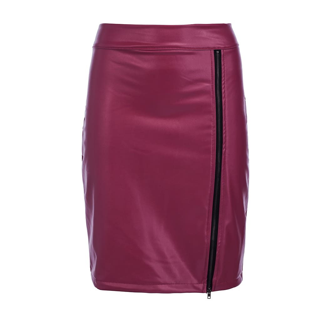 New Fashion Skirt Women High Waist Zipper Up PU Leather Business OL Ladies Preppy Short Mini Pebcil Skirt