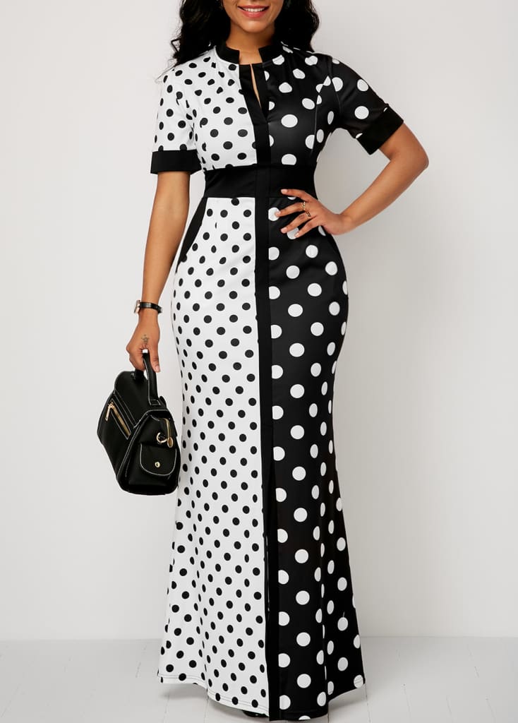 2019 Fashion Elegant Women Polka Dot Party Evening Summer Beach Dress Sundress Long Maxi Casual Slim Vintage Dress