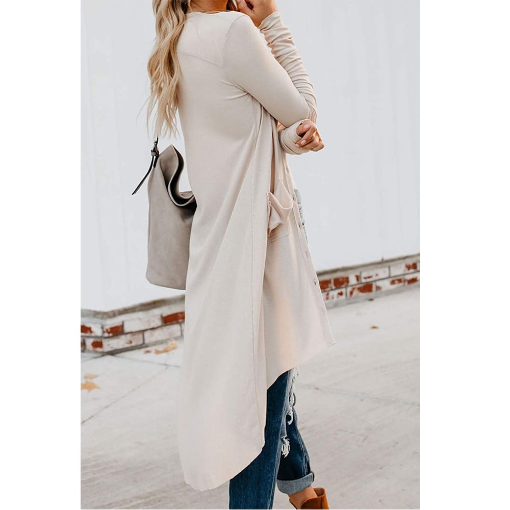 Women Ladies Long Sleeve Knitted Cardigan Sweater Casual Button Pocket Front Loose Jumper Coat