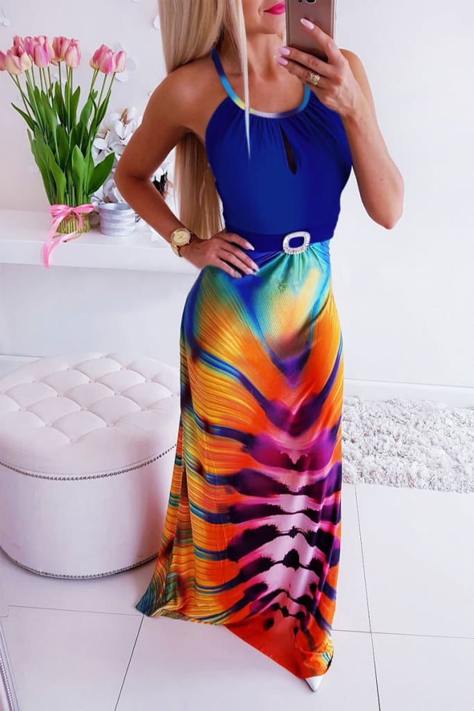 New Women Boho Fashion Floral Backless Long Maxi Dress Ladies Casual Evening Party Beach Bodycon Sundress