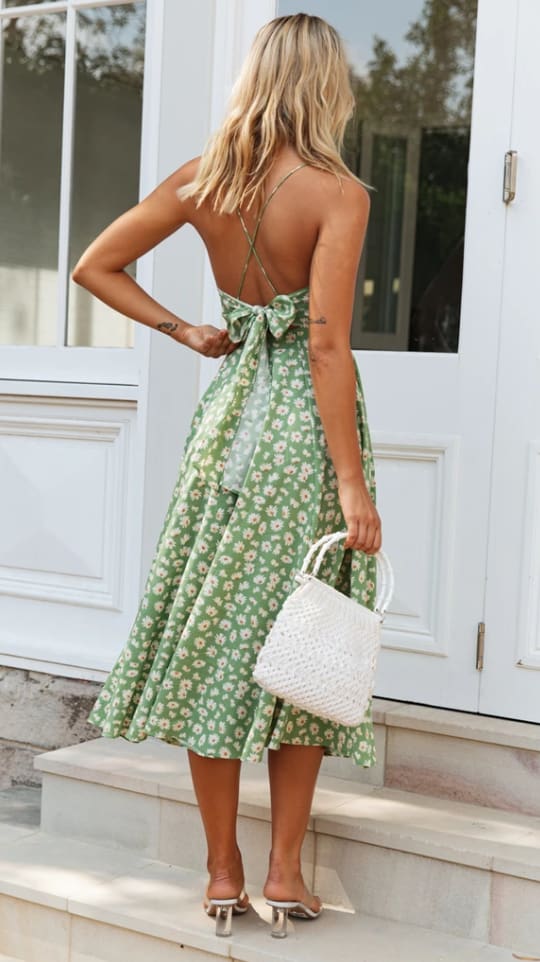 Boho Print Maxi Dress Sleeveless Evening Party Beach Dress V-Neck Sundress Backless