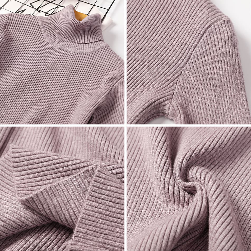 Long Sleeve Ribbed Sweater for Women Warm Pullover Knitted Sweater