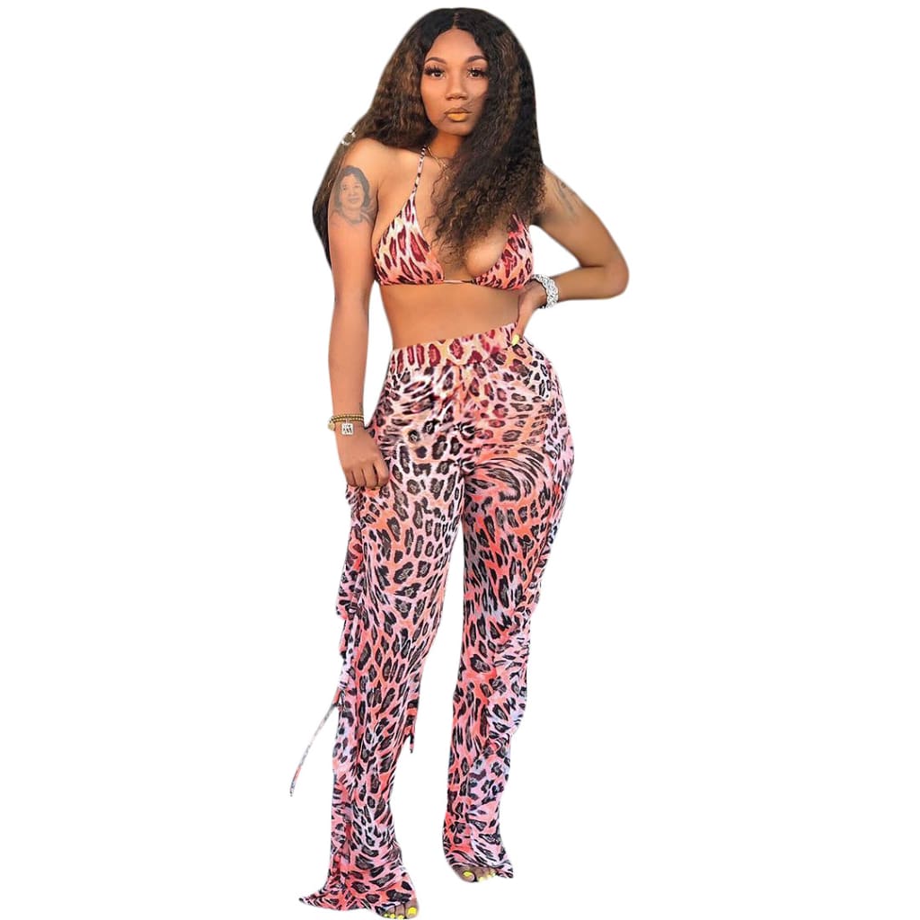 Womens Bandeau Crop Top Wide Leg Long Pants Outfit Set Sexy Ladies Loose Summer Beach Jumpsuit Romper Beachwear