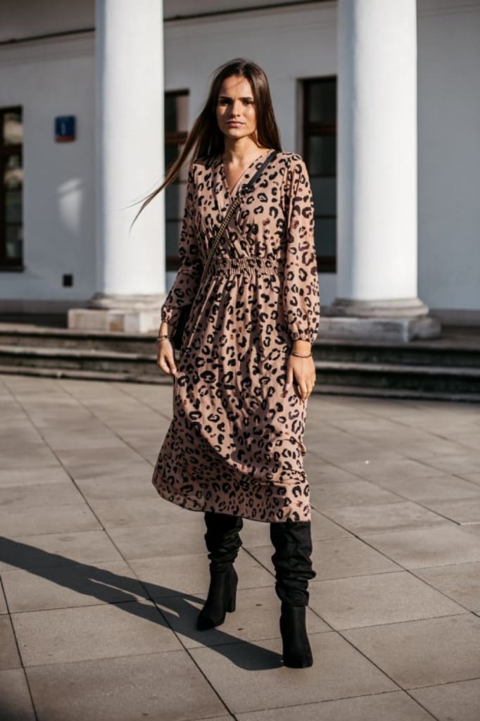 Fashion Womens Long Sleeve Leopard Print Long Shirt Dress Sexy Ladies V Neck Loose Party Wrap Shirt Maxi Dress