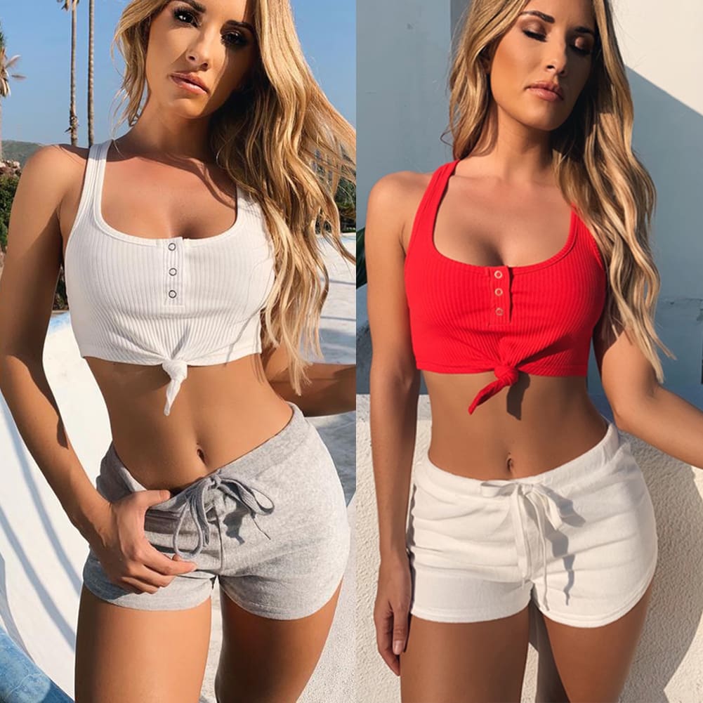 Women Sleeveless Summer Bustier Crop Top Vest Ladies Casual Tank Sexy Beach Party Short Tops