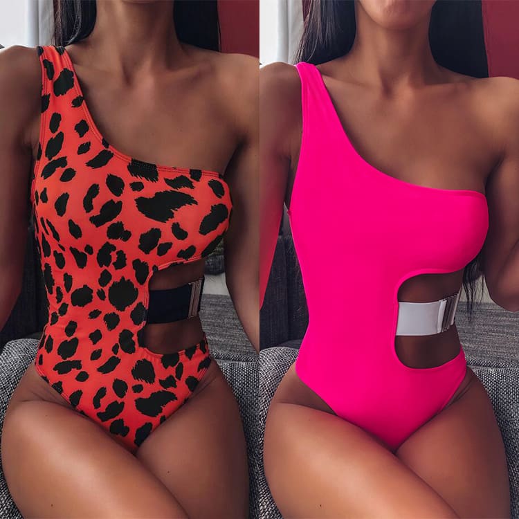 Hollow Out One Piece Swimwear Women New Push Up Padded One Shoulder Swimsuit Bathing Suit Women Beachwear Hot