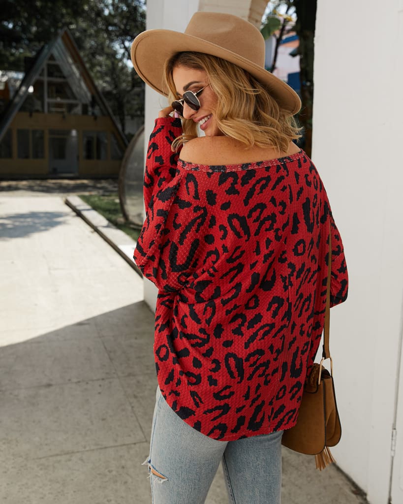 Women Ladies Leopard Print Long Sleeve Loose Casual Tops Autumn Winter Warm Pullover Sweatshirt Blouse Sweater