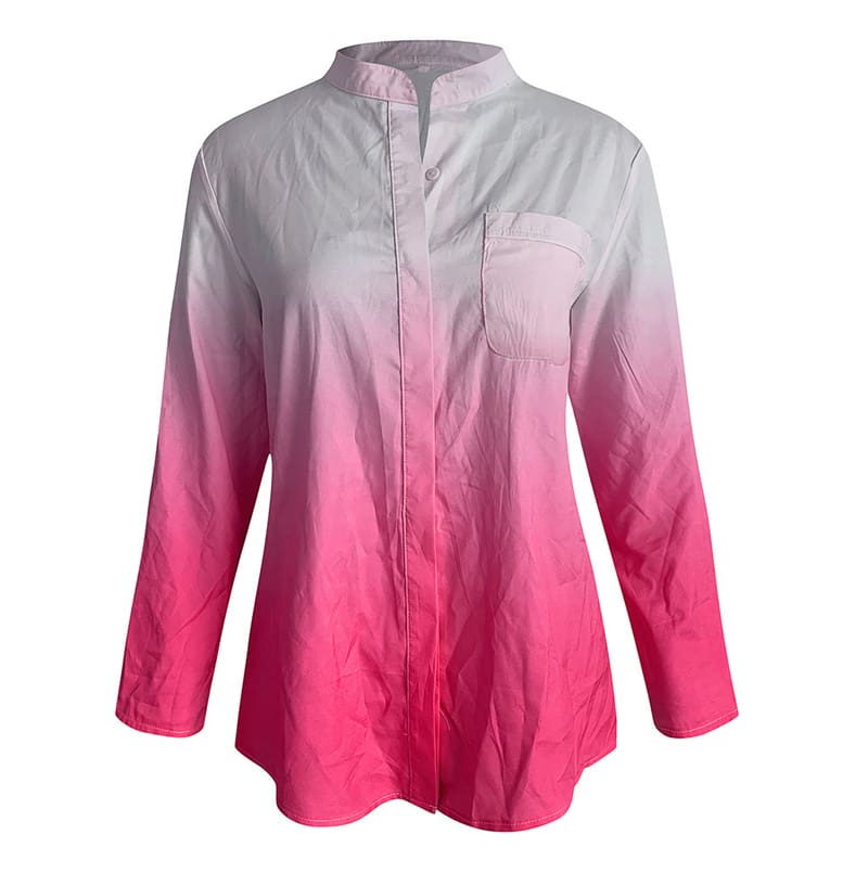 New Fashion Women Tops Elegant Long Sleeve Gradient Loose Shirt Ladies Casual Button Shirt Streetwear Outwear