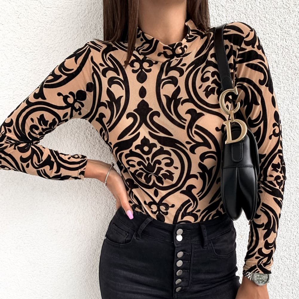 Women Leopard Print Turtleneck Tops Autumn Long Sleeve Slim Basic Ladies T Shirt Party Fashion Korean Tops Female New