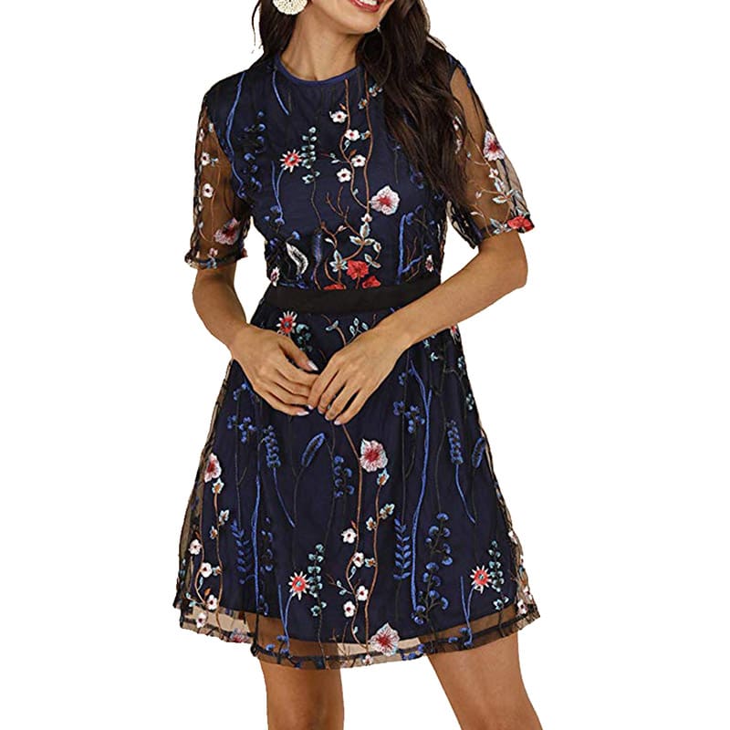 Boho Floral Short Mini Dress Elegant Women Evening Party Vestidos Sundress