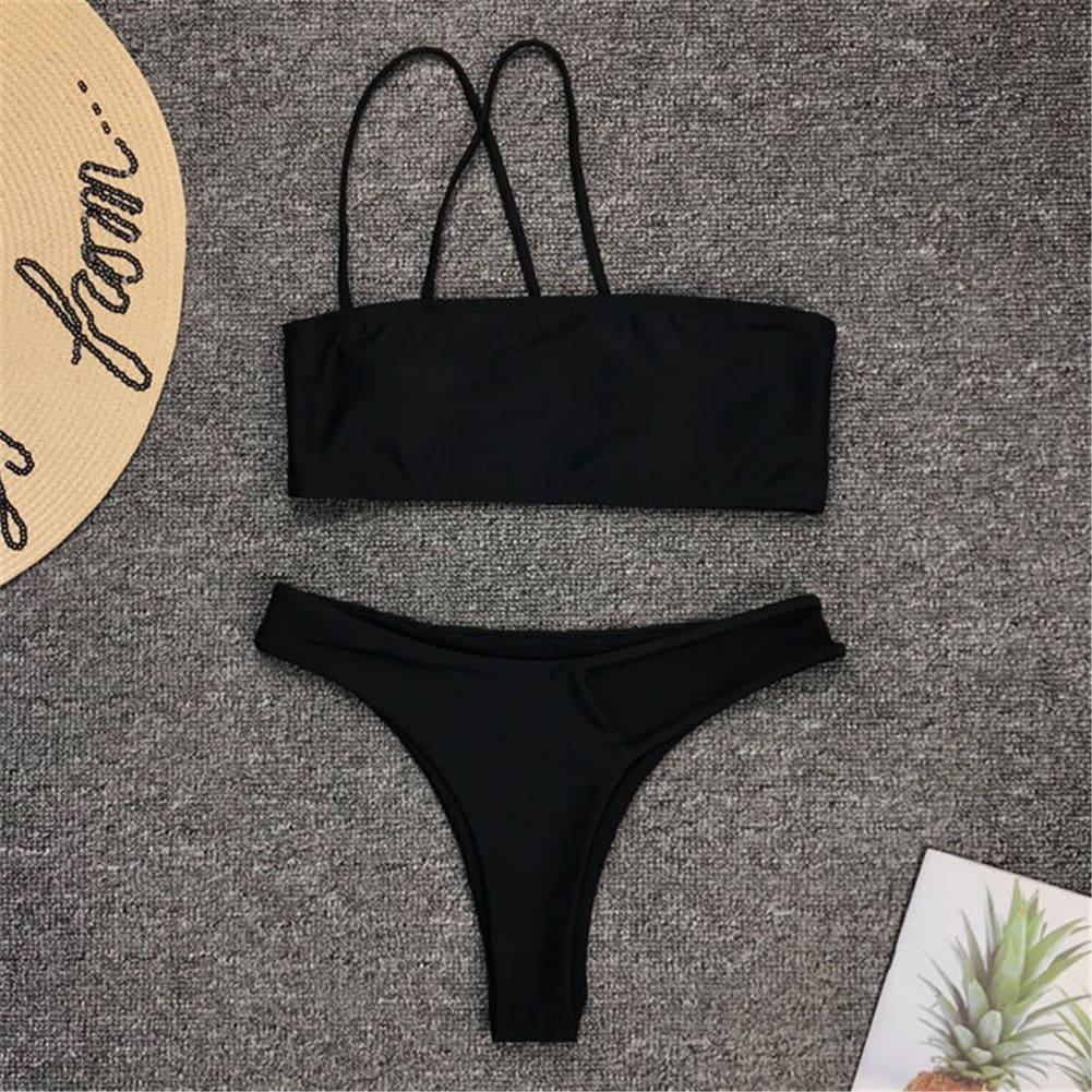 Summer Women Bandage One Shoulder Bra Thongs Bikini Push-up Bra Swimsuit Bathing 2pcs Set Swimwear Beachwear