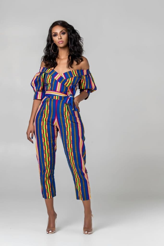 Striped Women Jumpsuit Off Shoulder Strapless Romper Ladies Summer Casual Long Pants Trouser Streetwear