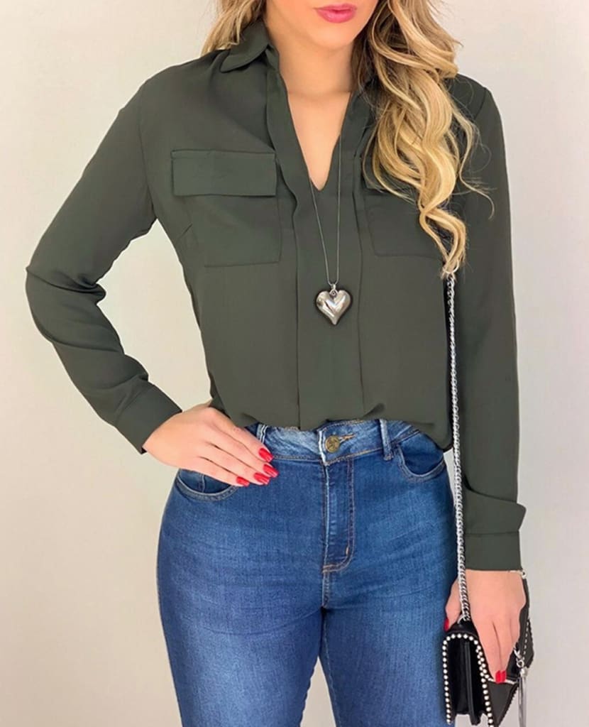 2019 Fashion Elegant Women Casual Long Sleeve Blouse Loose Tops OL Ladies Office Work Plain Collar Shirt