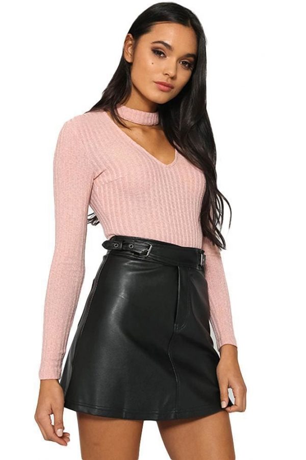 The Best Halter knitted sweater short pullover women tops Slim v neck jumper Online - Source Silk