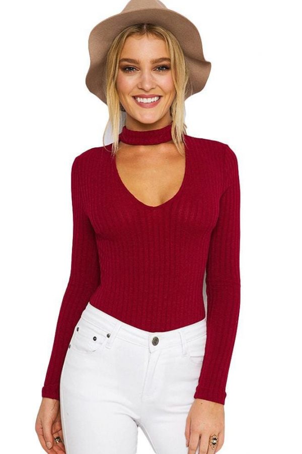 The Best Halter knitted sweater short pullover women tops Slim v neck jumper Online - Source Silk